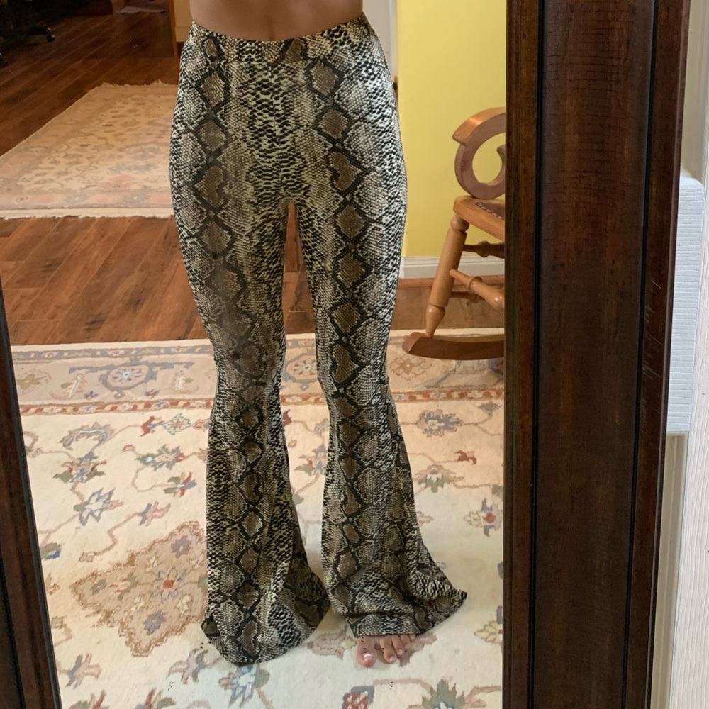 Snake Skin Flare Pants